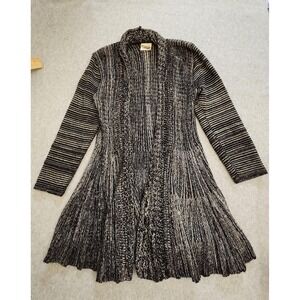 Vintage Miss Foxy Sweater Womens Medium Black White‎ Cardigan Whimsygoth y2k